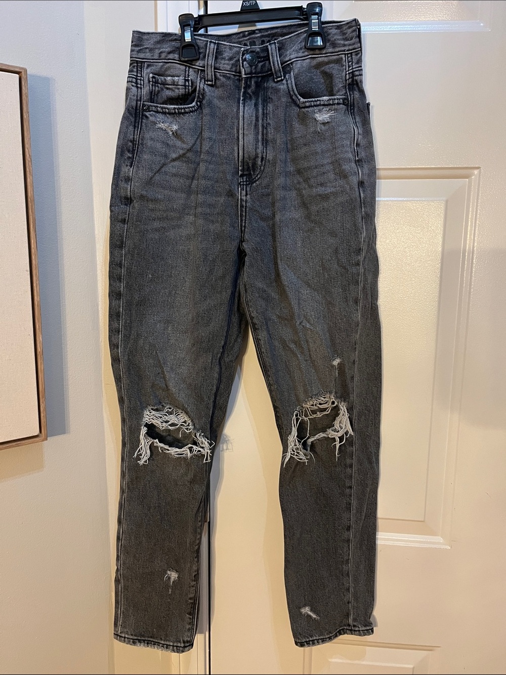 American Eagle Outfitters Distressed Black High-Waist Jeans